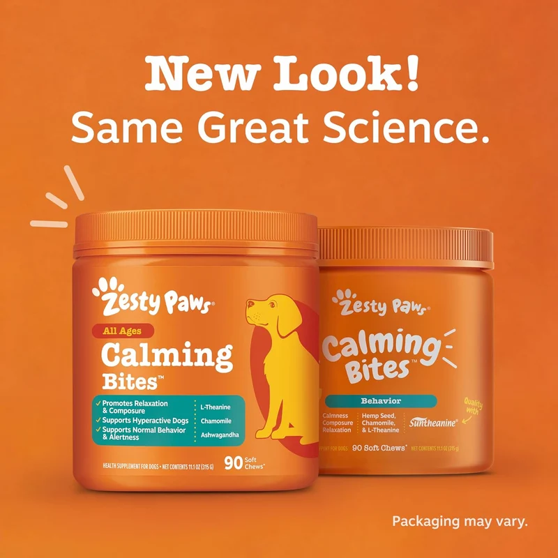 Zesty Paws Calming Bites Soft Chews Peanut Butter Flavor For Dogs 90pcs