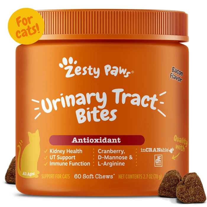 Zesty Paws Cranberry Bladder Bites Soft Chews Bacon Flavor For Cats 60pcs