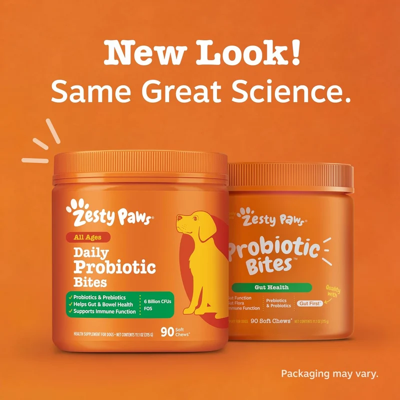 Zesty Paws Probiotic Bites Soft Chews Pumpkin Flavor For Dogs 90pcs
