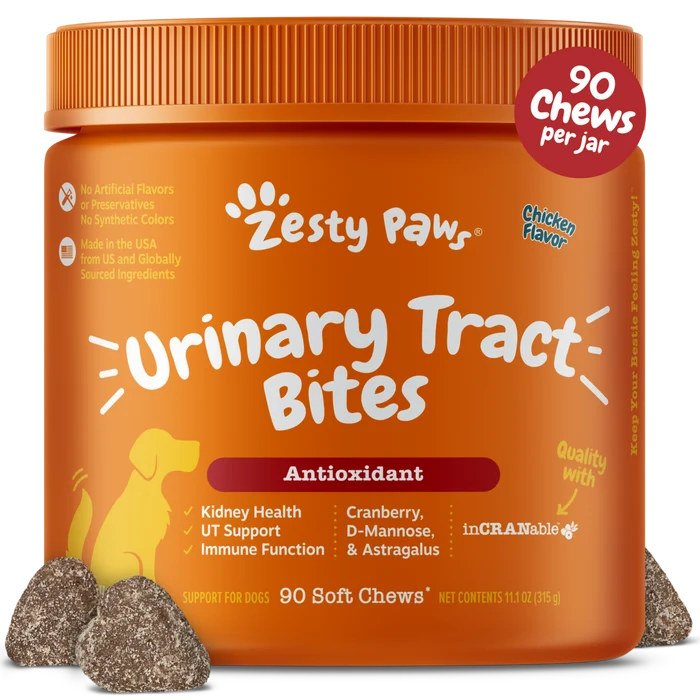 Zesty Paws Urinary Tract Bites Soft Chews Chicken Flavor For Dogs 90pcs