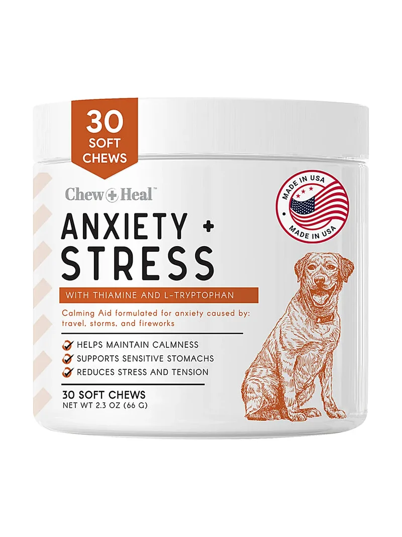 Chew + Heal Anxiety + Stress Soft Chews For Dogs 30 Chews