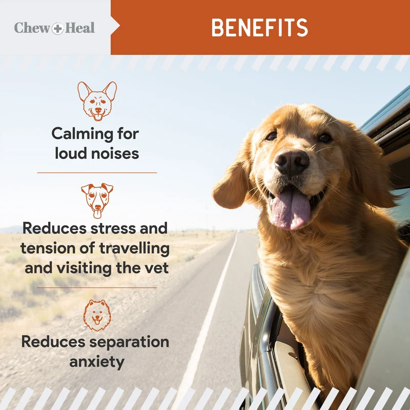 Chew + Heal Anxiety + Stress Soft Chews For Dogs 30 Chews