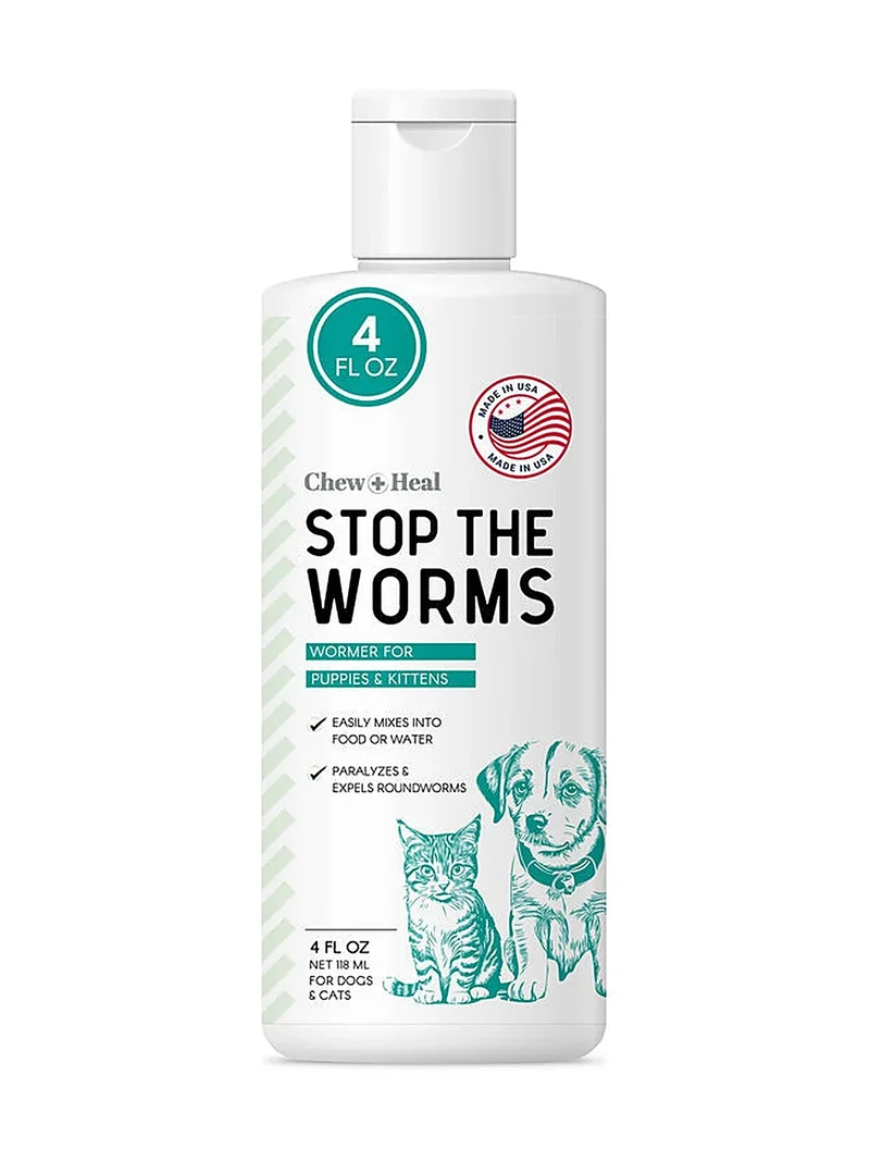 Chew + Heal Stop The Worms Dewormer For Puppies & Kitten 4FLOZ