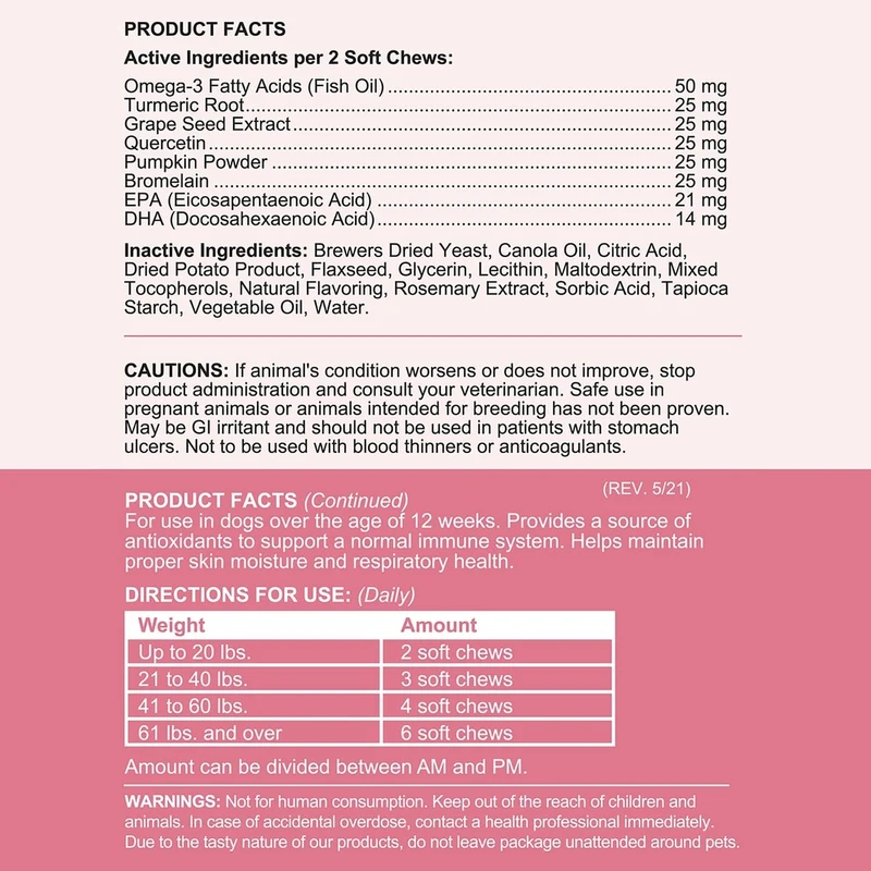 Chew + Heal Allergy Aid Soft Chews For Dogs 90 Chews