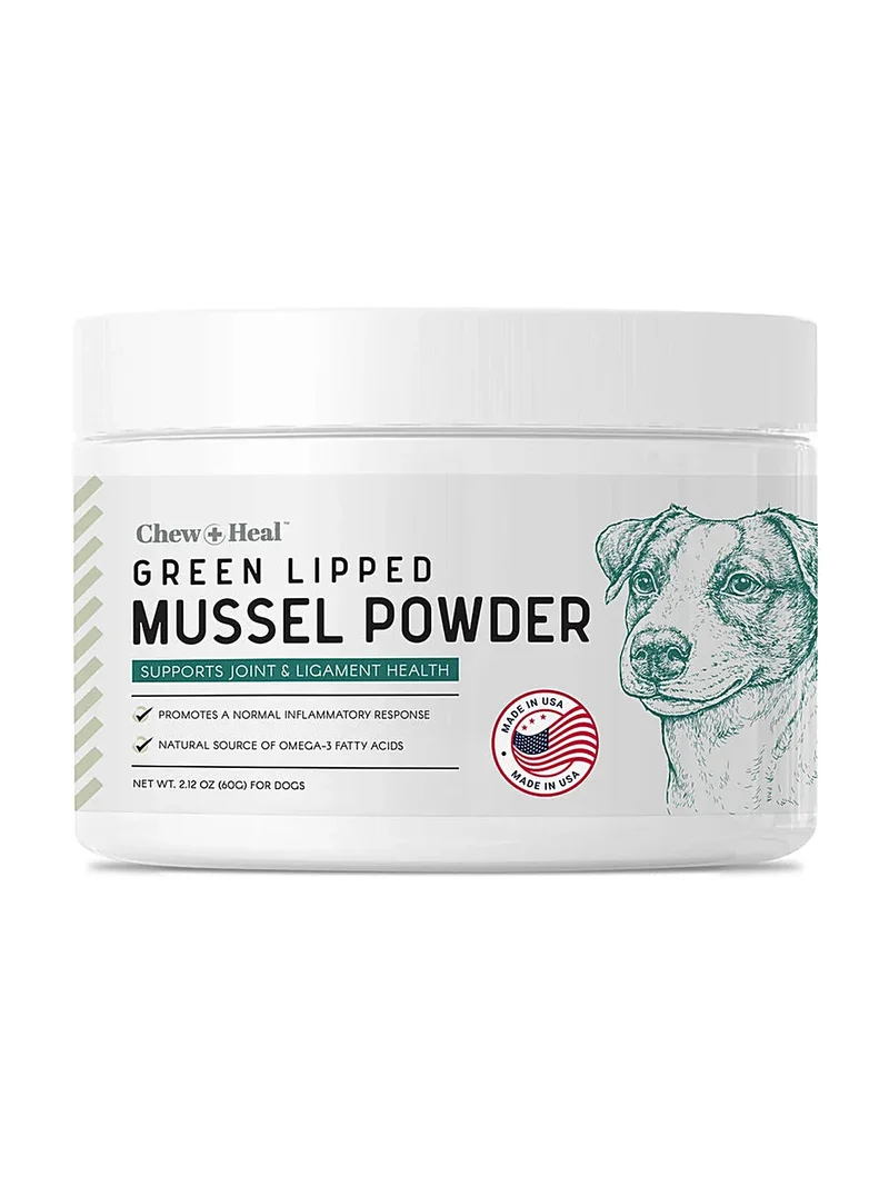 Chew + Heal Green Lipped Mussel Powder Joints & Ligament Support For Dogs 2.12OZ