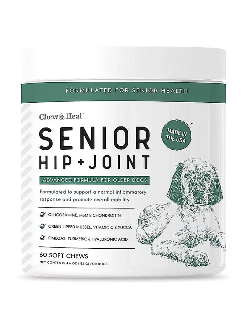 Chew + Heal Senior Hip + Joint Support Soft Chews For Dogs 60 Chews