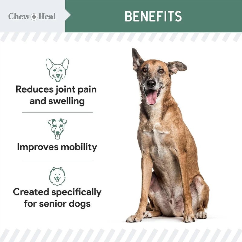 Chew + Heal Senior Hip + Joint Support Soft Chews For Dogs 60 Chews