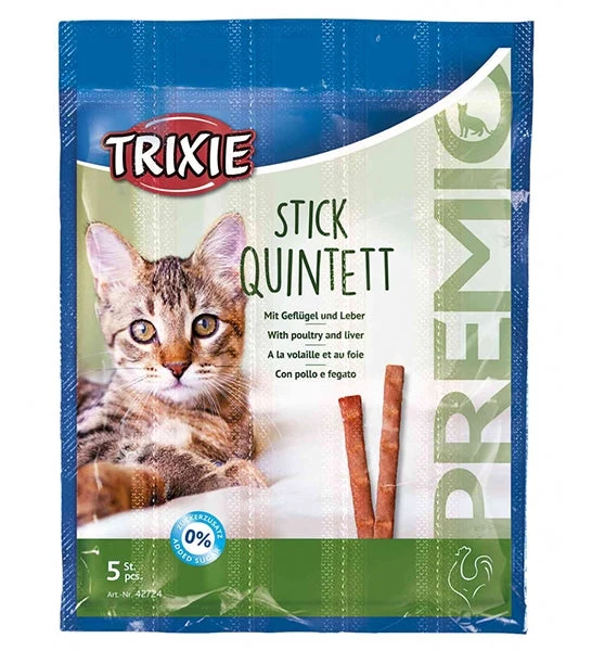 Expiry Date 15-Nov-26 Trixie Premio Stick Quintett Poultry & Liver Cat Treats - 5X5G