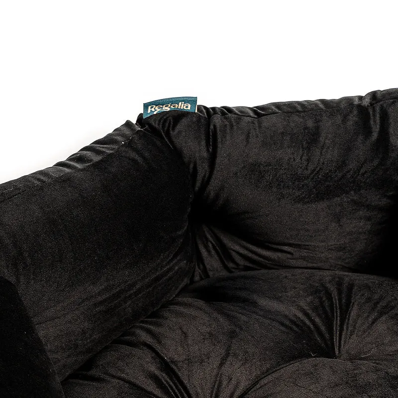 Regalia Velvet Deluxe Slumber Non-Slip Dog Bed - Black/76cm