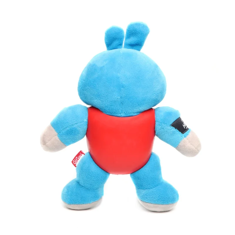 GiGwi I'm Hero Armor Rabbit Plush & TPR Squeaker Dog Toy Blue Medium