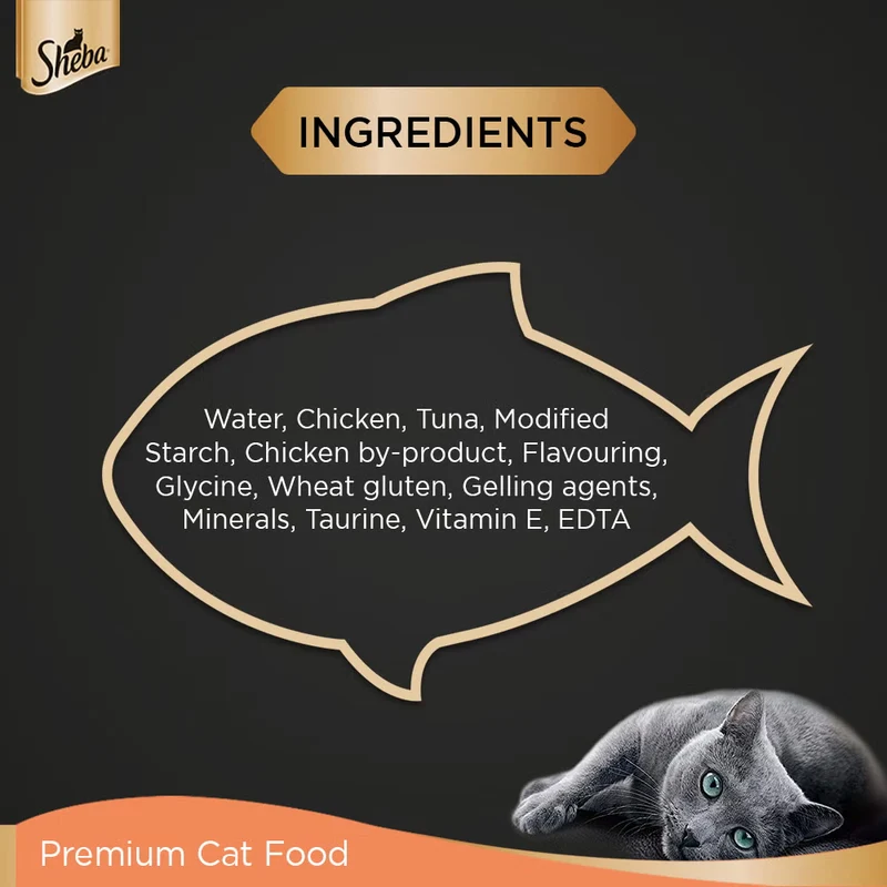 Sheba Fine Adult Wet Cat Food Pouch Chicken & Tuna in Gravy 70G
