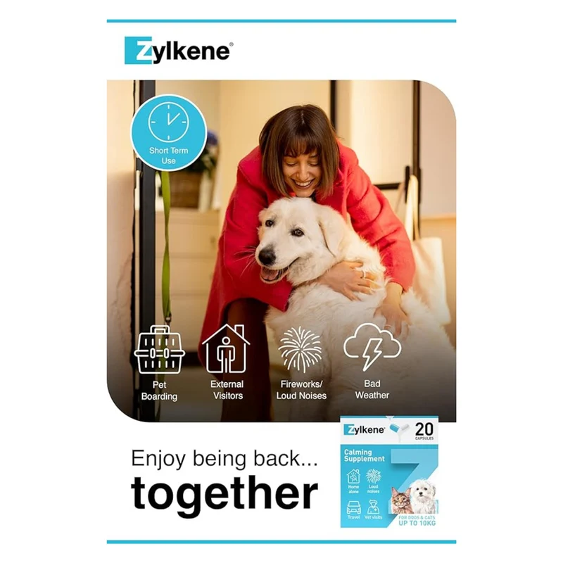 Vetoquinol Zylkene Calming Supplements For Cats & Dogs Up to 10KG 75mg 20 Capsules