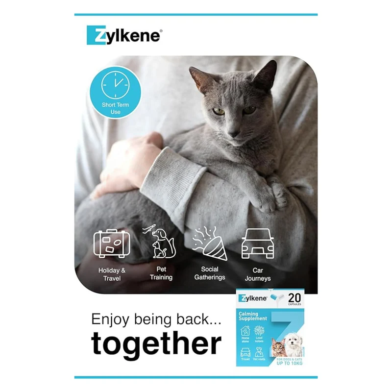 Vetoquinol Zylkene Calming Supplements For Cats & Dogs Up to 10KG 75mg 20 Capsules