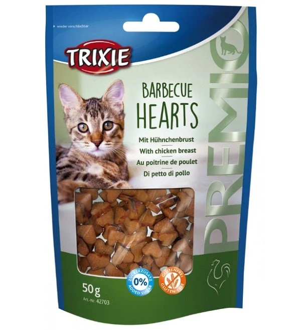 Expiry Date 30-Nov-26 Trixie Premio Barbecue Hearts Cat Treats - 50G