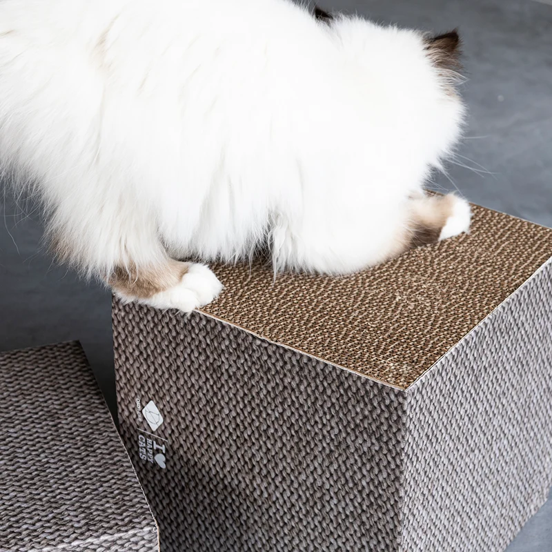 D&D Home I Love Happy Cats Freya Cat Cardboard Block Scratcher Beige 30x30x15cm