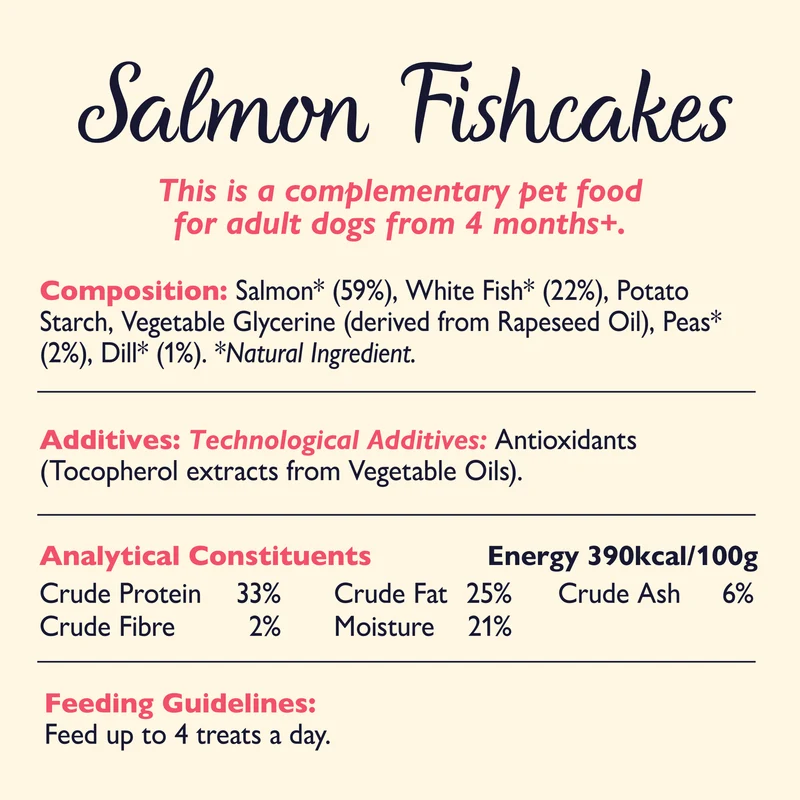 Lily's Kitchen Salmon Fishcakes With White Fish Adult Dog Treat 70G