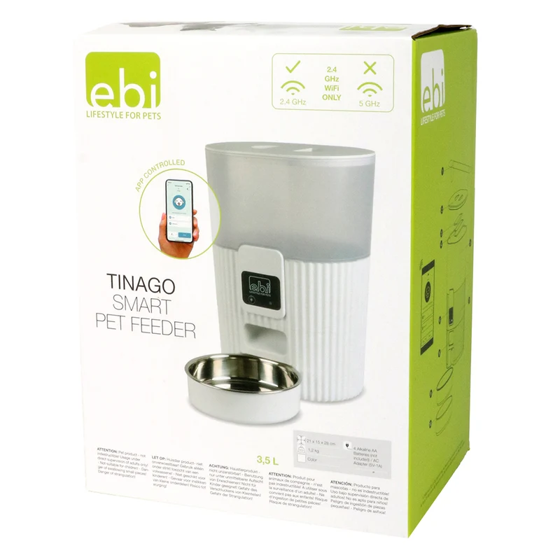 Ebi Tinago Programmable Smart Feeder For Dogs & Cats White 3.5L