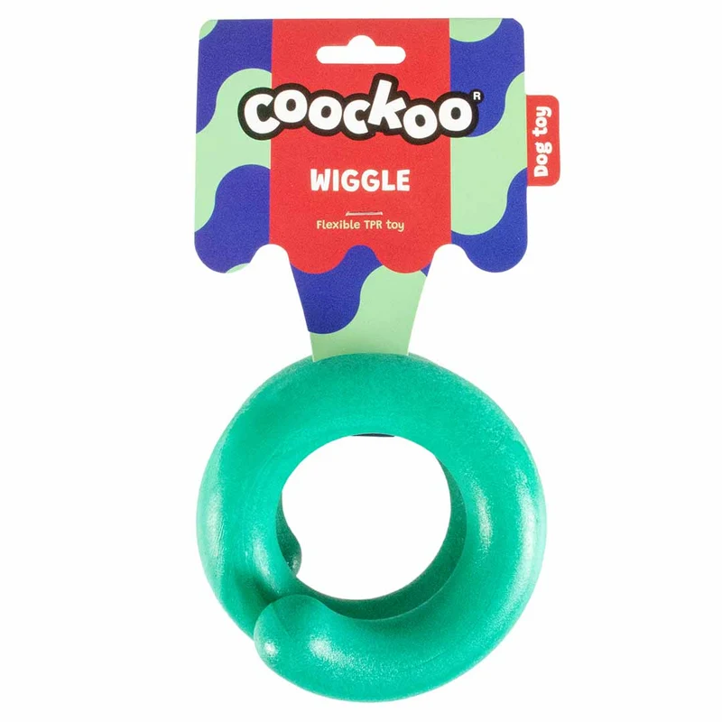 Ebi Coockoo Wiggle Flexible TPR Dog Chew & Fetch Toy - Green/12x11.7cm