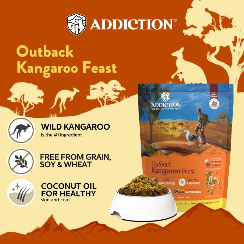 Addiction Outback Kangaroo Feast Grain-Free Air-Dried Dog Food 910G