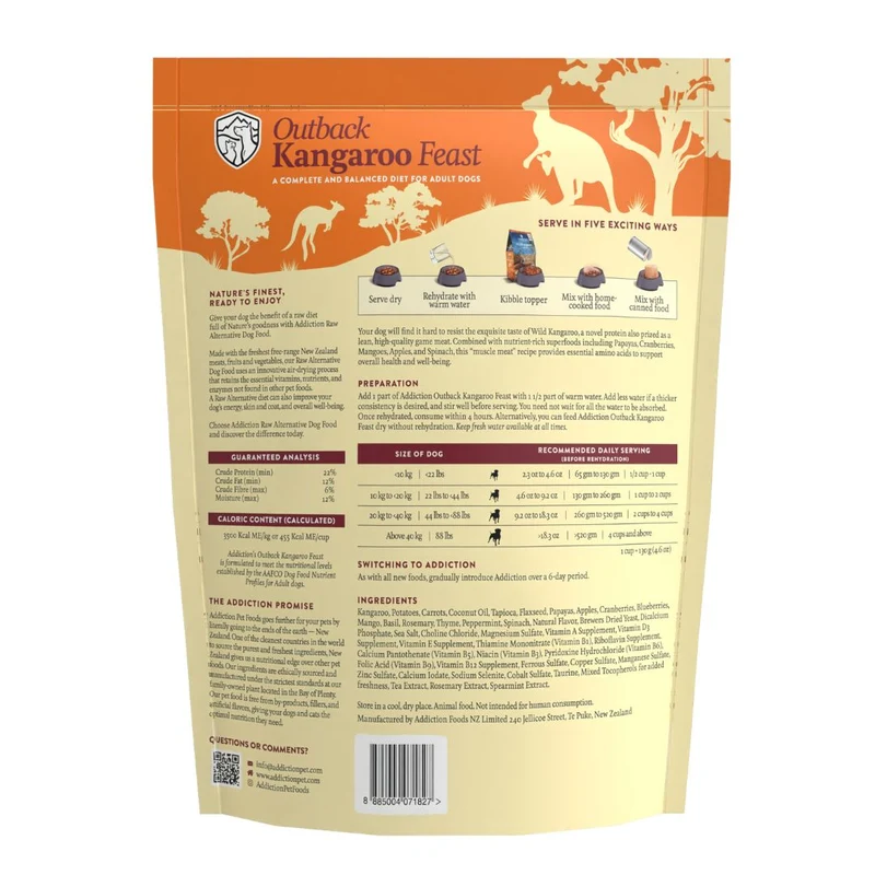 Addiction Outback Kangaroo Feast Grain-Free Air-Dried Dog Food 910G