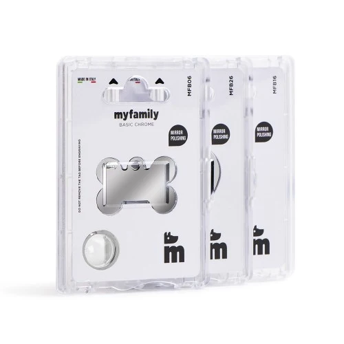 My Family Basic Bone Plated Brass ID Tag - CHROME/BIG