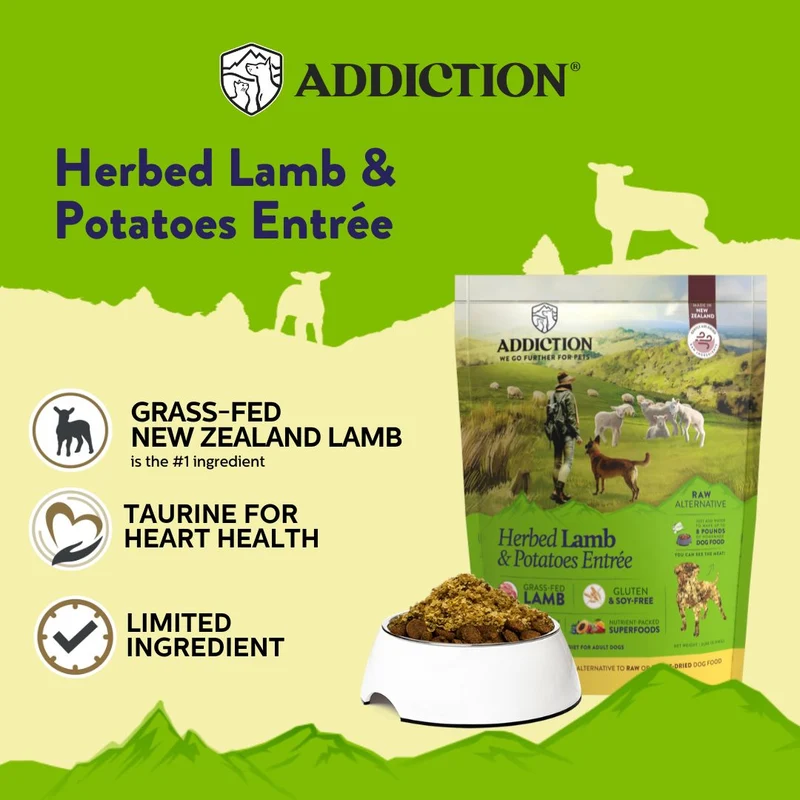 Addiction Herbed Lamb & Potatoes Grain-Free Air-Dried Dog Food 910G