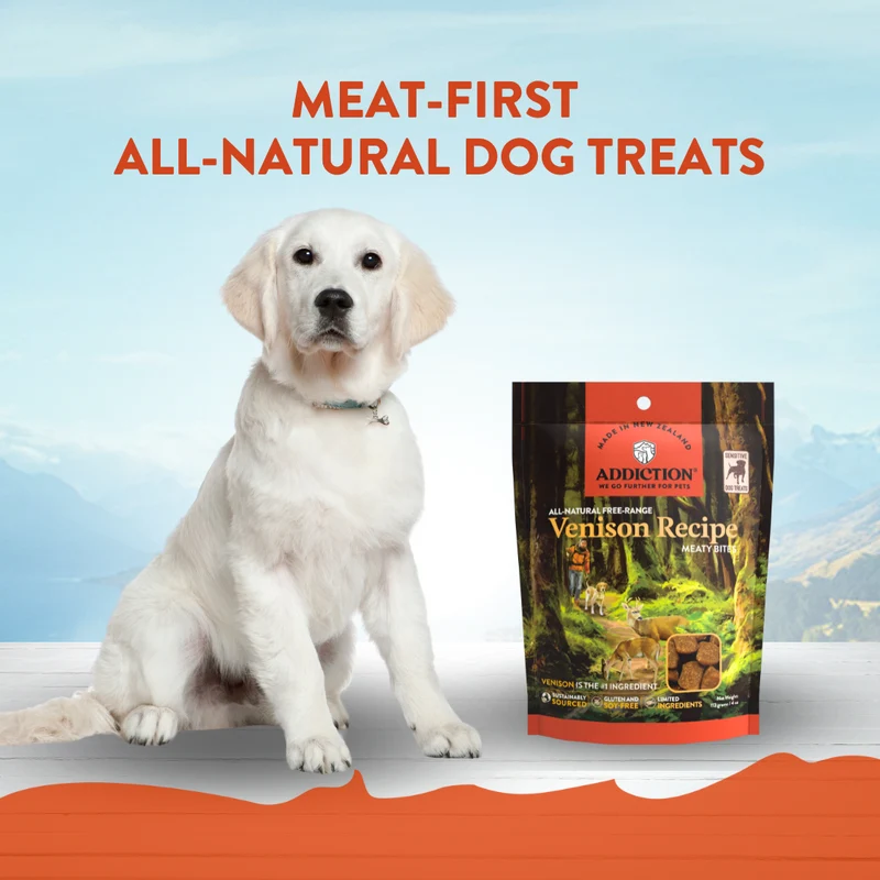 Addiction Venison Meaty Bites Limited Ingredients Grain-Free Dog Treats 4OZ