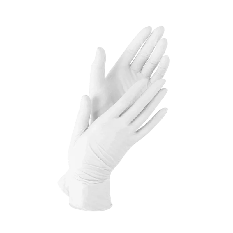 Guantes de nitrilo blancos sin polvo, 100 uds.
