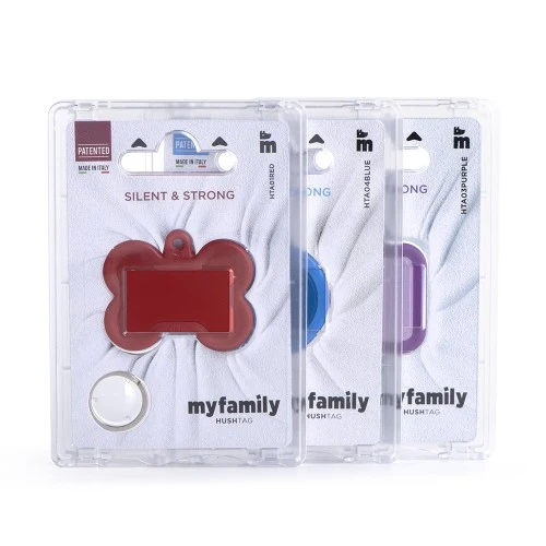 My Family Almuminum Heart ID Tag with Rubber - PINK