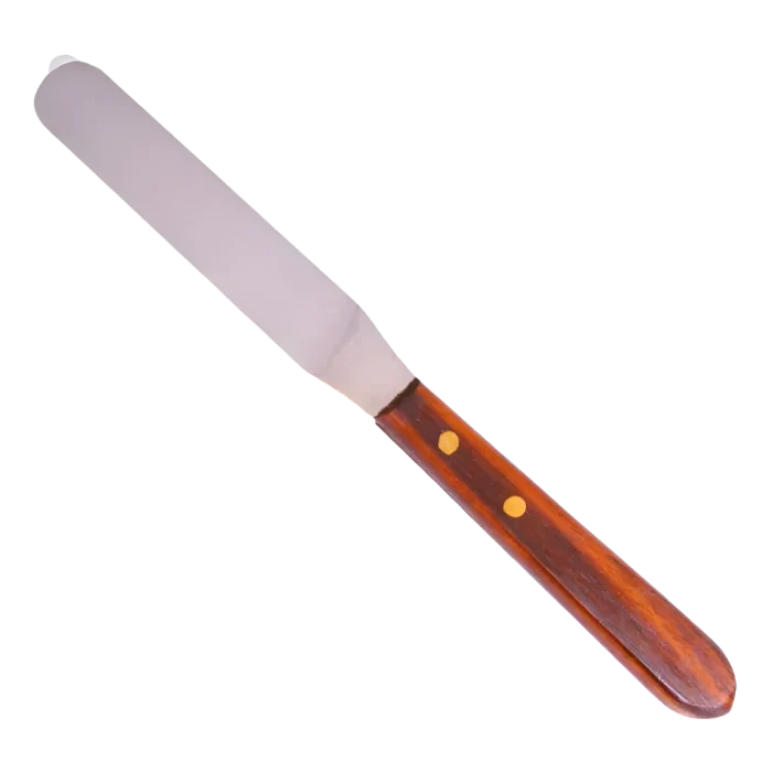 Espátula de acero inoxidable con mango de madera