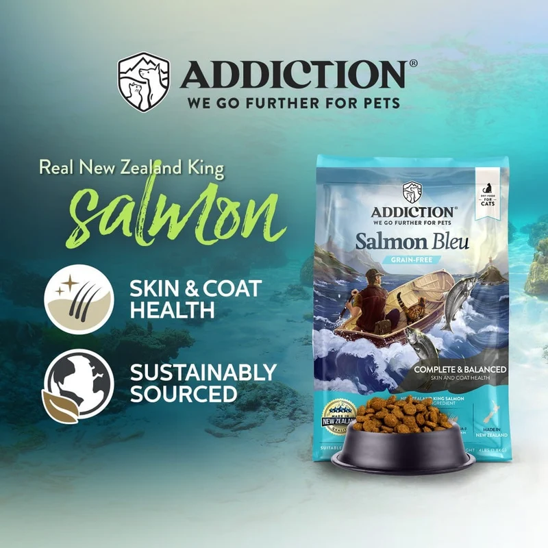 Addiction Salmon Bleu Skin & Coat Dry Cat Food 4LBS
