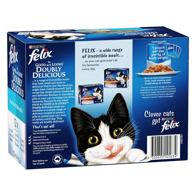 PURINA Felix Doubly Delicious Fish Selection in Jelly Pouch Wet Cat Food Pack 12X85G