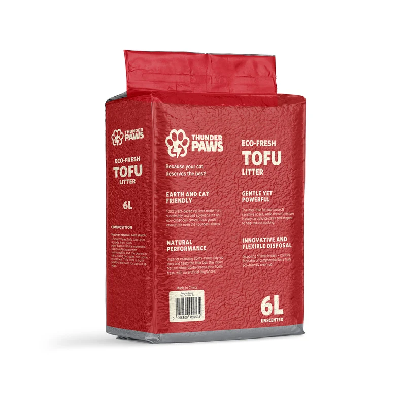 Thunder Paws Eco-Fresh Strip Tofu Unscented Clumping Cat Litter - 2.4KG
