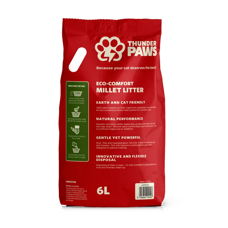 Thunder Paws Eco-Comfort Millet Unscented Clumping Cat Litter - 2.5KG