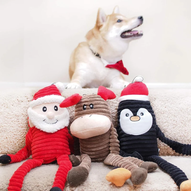 Zippy Paws Crinkle Santa Dog Plush Squeaker Toy Small
