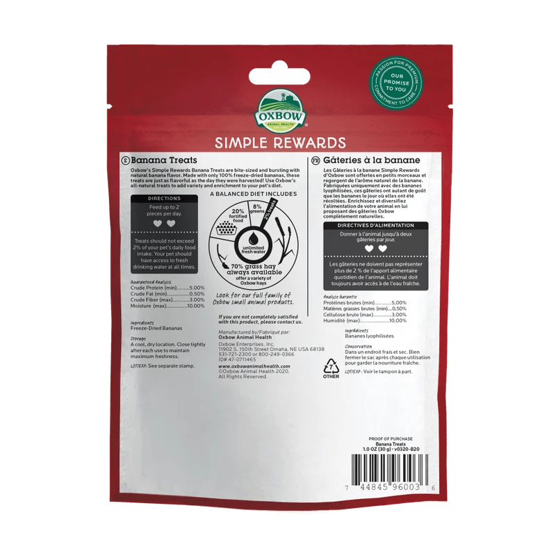 Oxbow Simple Rewards Freeze-Dried Banana Small Pet Treat 30G