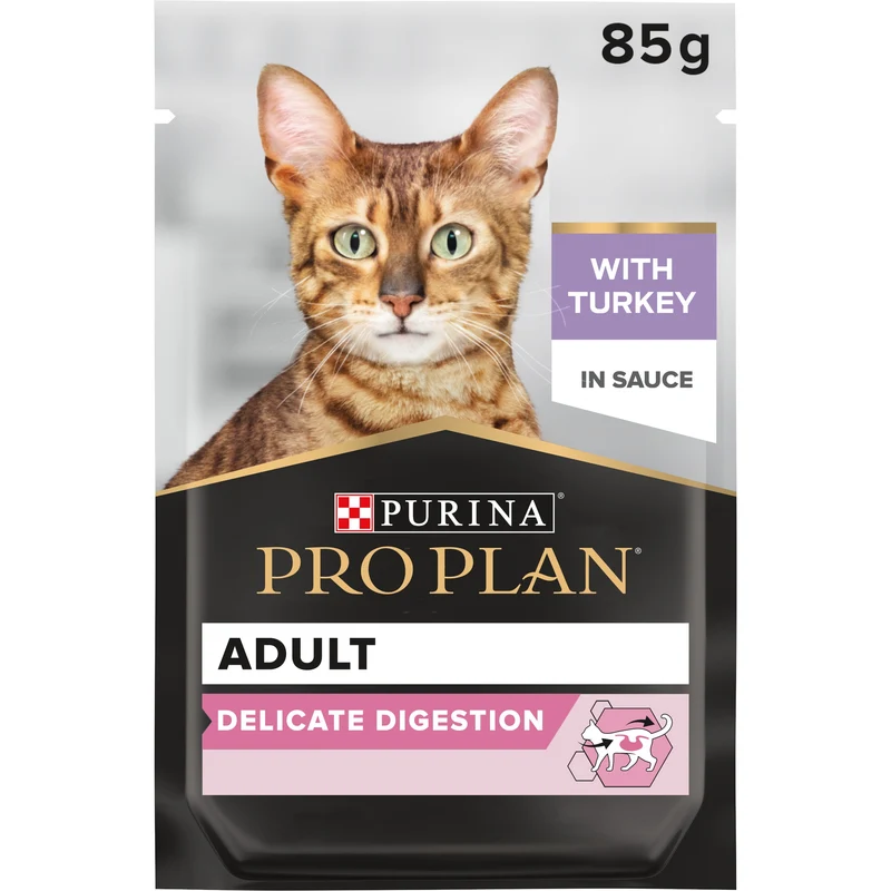PURINA Pro Plan Adult With Delicate Digestion Wet Cat Food With Turkey & Ocean Fish In Gravy 10X85G
