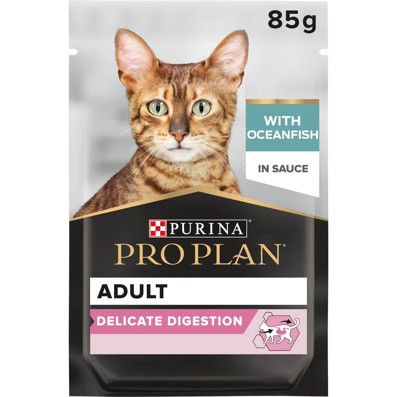 PURINA Pro Plan Adult With Delicate Digestion Wet Cat Food With Turkey & Ocean Fish In Gravy 10X85G
