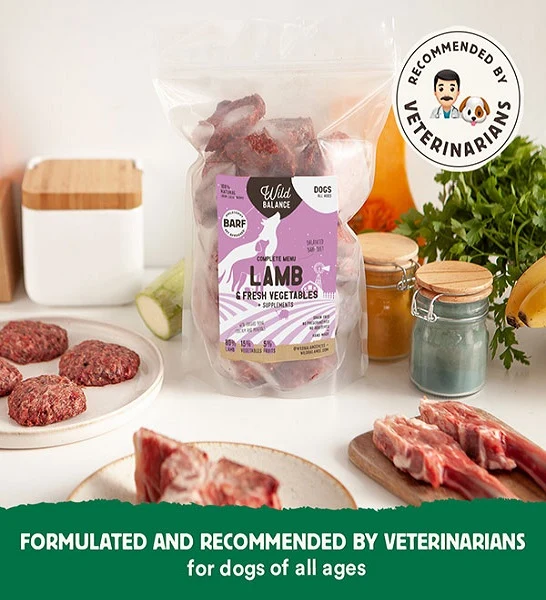 Wild Balance Complete BARF Menu Lamb Raw Food for Dogs 1KG