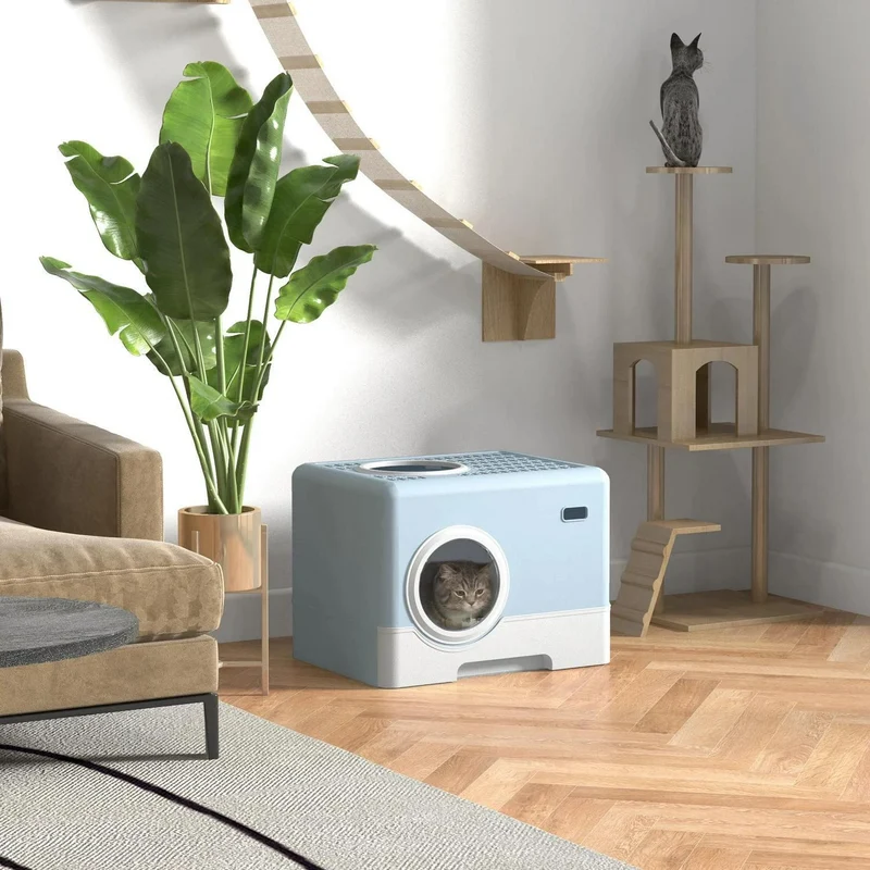 XDPC Modern Enclosed Cat Litter Box With Drawer System & Two-Way Entry 52.1x40.9x38.5cm