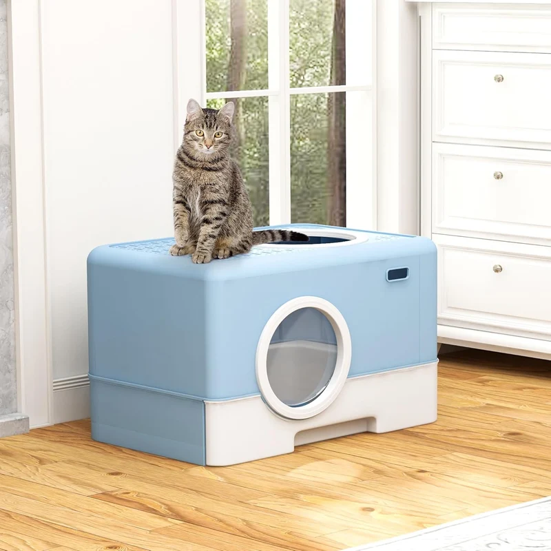 XDPC Modern Enclosed Cat Litter Box With Drawer System & Two-Way Entry 52.1x40.9x38.5cm