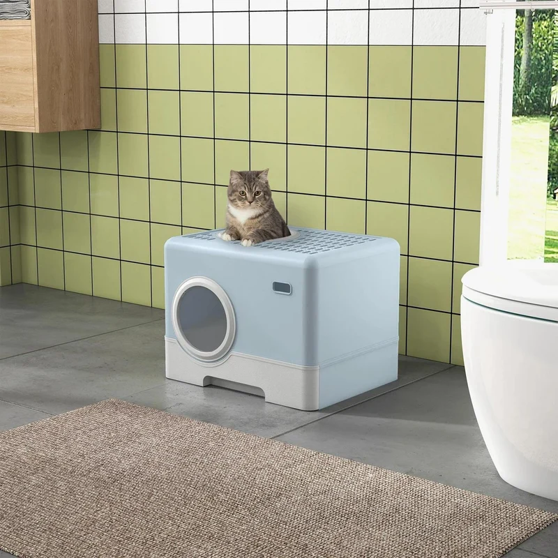 XDPC Modern Enclosed Cat Litter Box With Drawer System & Two-Way Entry 52.1x40.9x38.5cm