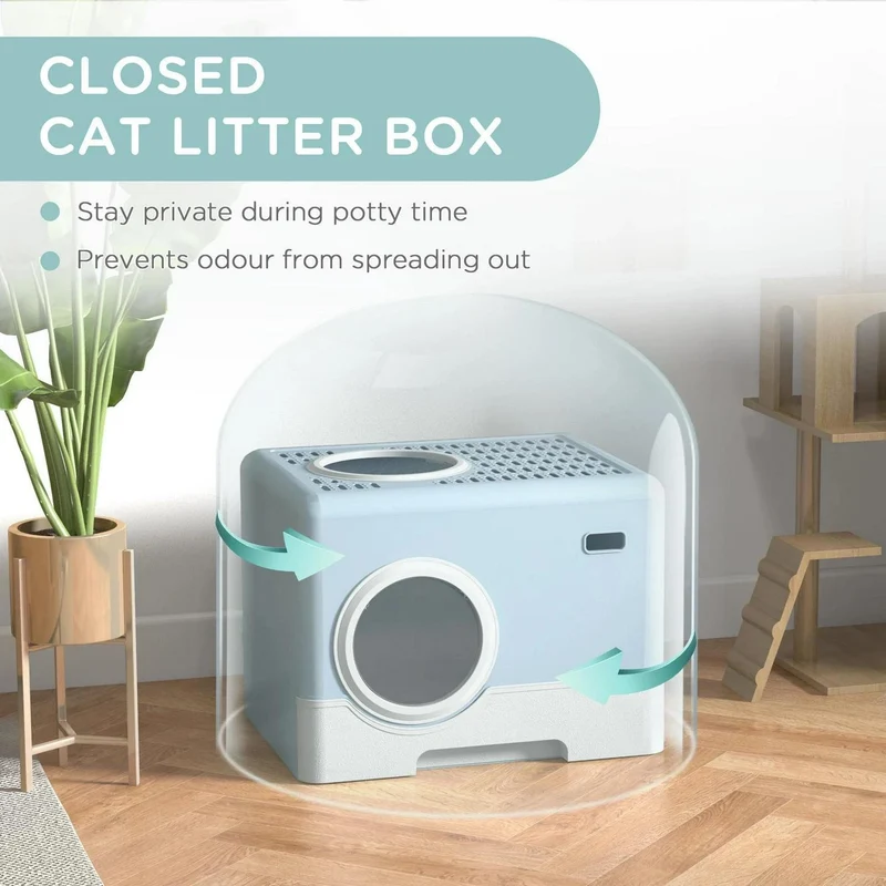 XDPC Modern Enclosed Cat Litter Box With Drawer System & Two-Way Entry 52.1x40.9x38.5cm