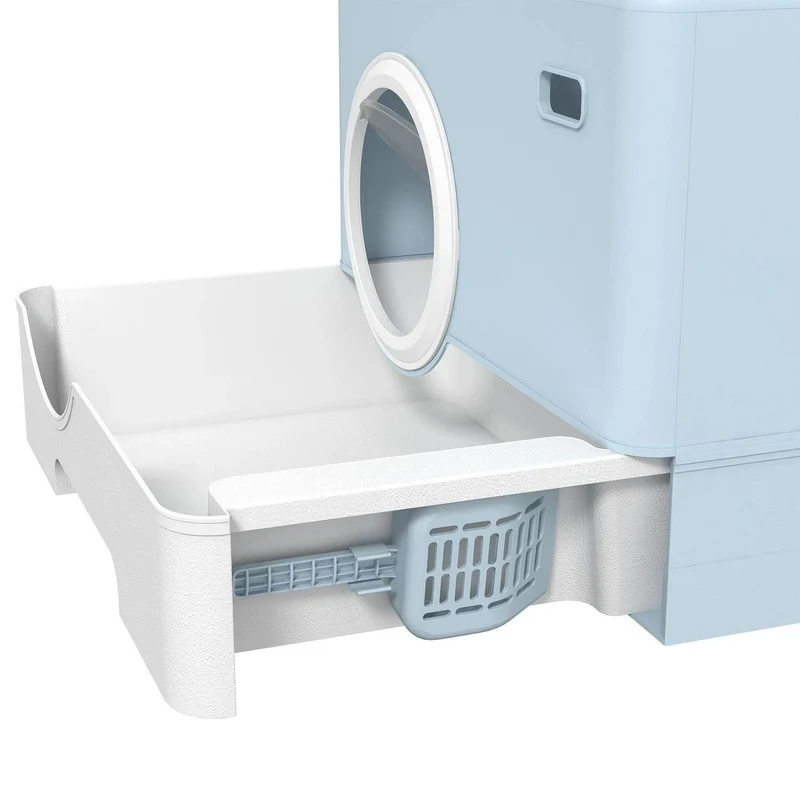 XDPC Modern Enclosed Cat Litter Box With Drawer System & Two-Way Entry 52.1x40.9x38.5cm
