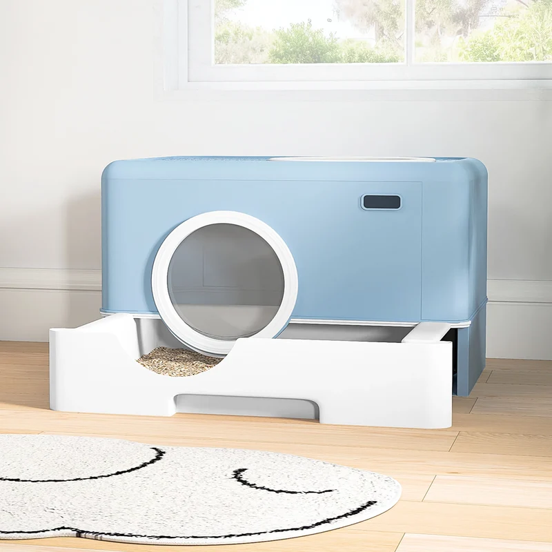 XDPC Modern Enclosed Cat Litter Box With Drawer System & Two-Way Entry 52.1x40.9x38.5cm