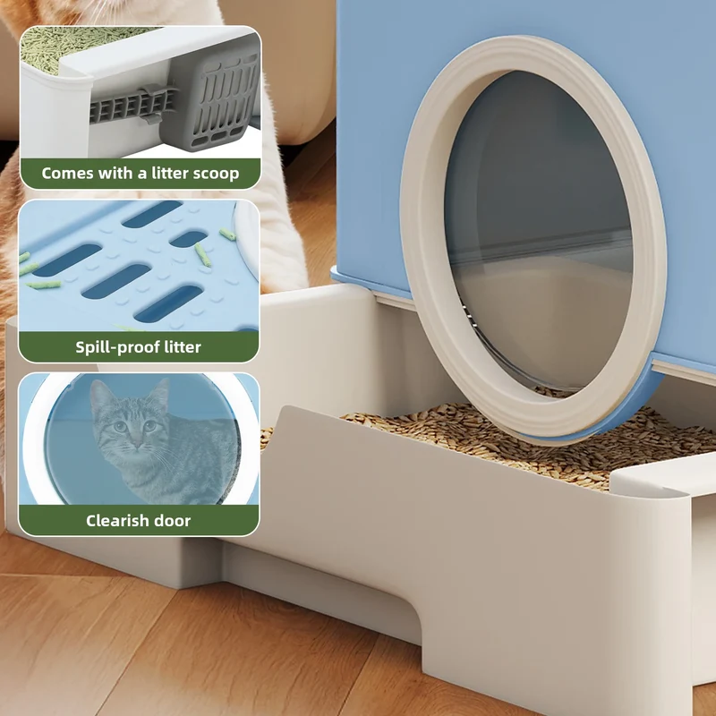 XDPC Modern Enclosed Cat Litter Box With Drawer System & Two-Way Entry 52.1x40.9x38.5cm