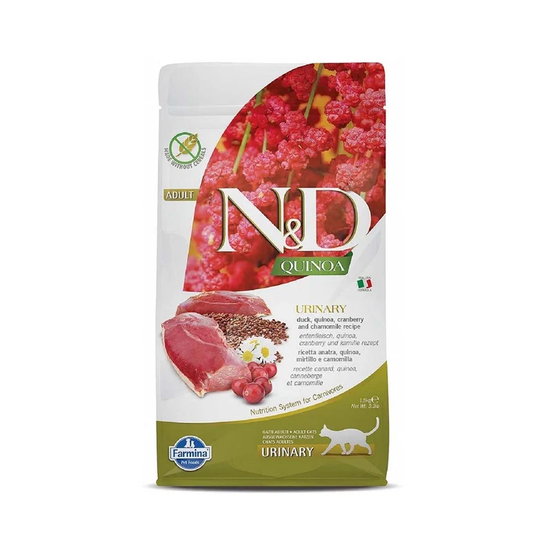 Farmina N&D Urinary Duck, Quinoa, Cranberry & Chamomile Adult Dry Cat Food 1.5KG