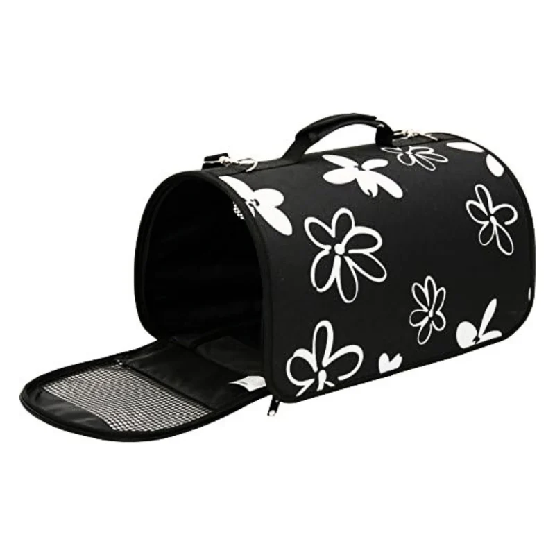 Zolux Flower Waterproof Pet Carrier With Removable Bottom - Black