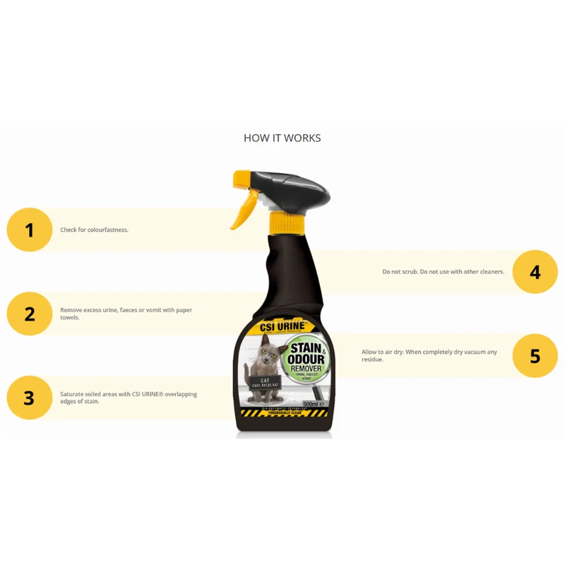 CSI Urine Stain & Odour Remover for Cats 500ml