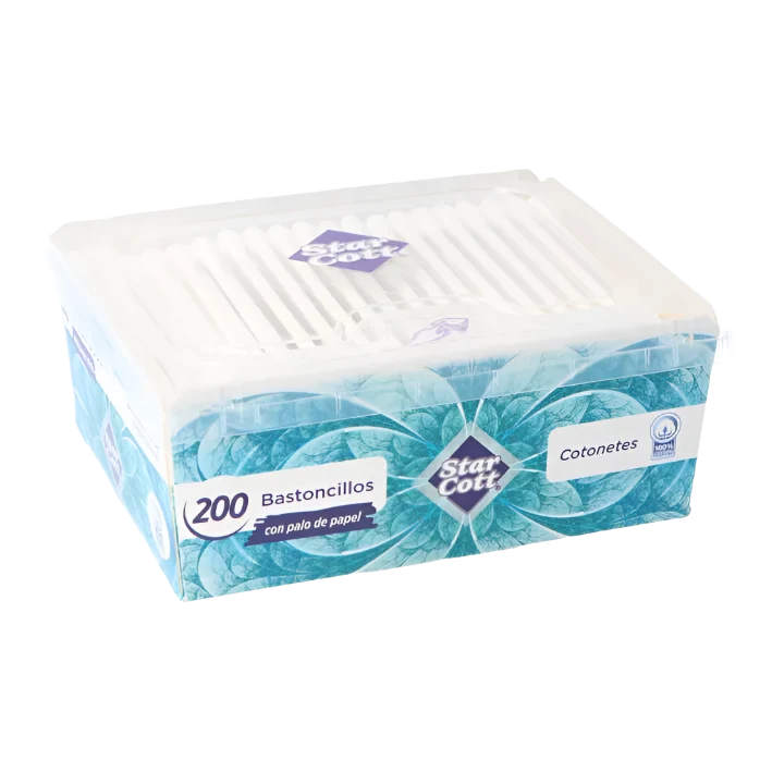 Bastoncillos de algodón 100% puro, 200 uds.